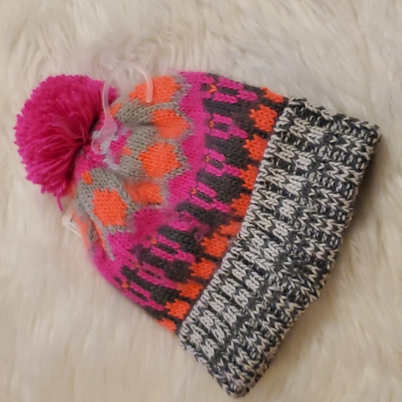 Cat & Jack knitted stocking hat - pink & grey - Picture 2 of 4